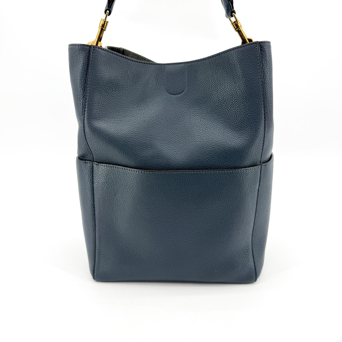 Celine Sangle Seau Calfskin Navy Leather Handbag (Pre-Owned)