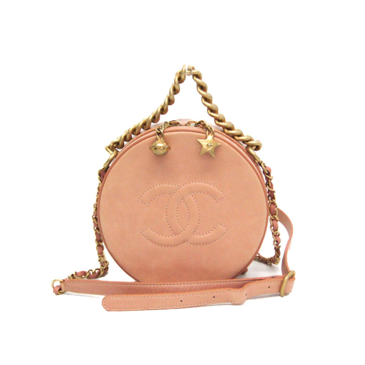 Chanel Round As Earth Glazed Calfskin Pink Leather Shoulder Bag Bag (Pre-Owned)