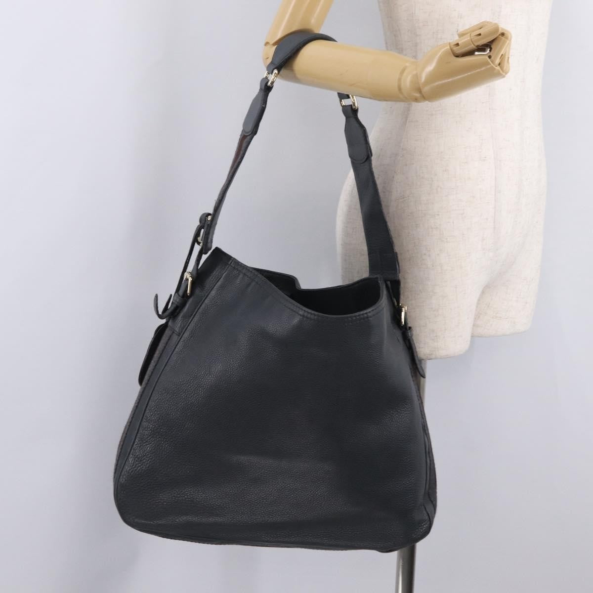 Gucci Heritage Web Hobo Leather Gray Leather Shoulder Bag Bag (Pre-Owned)