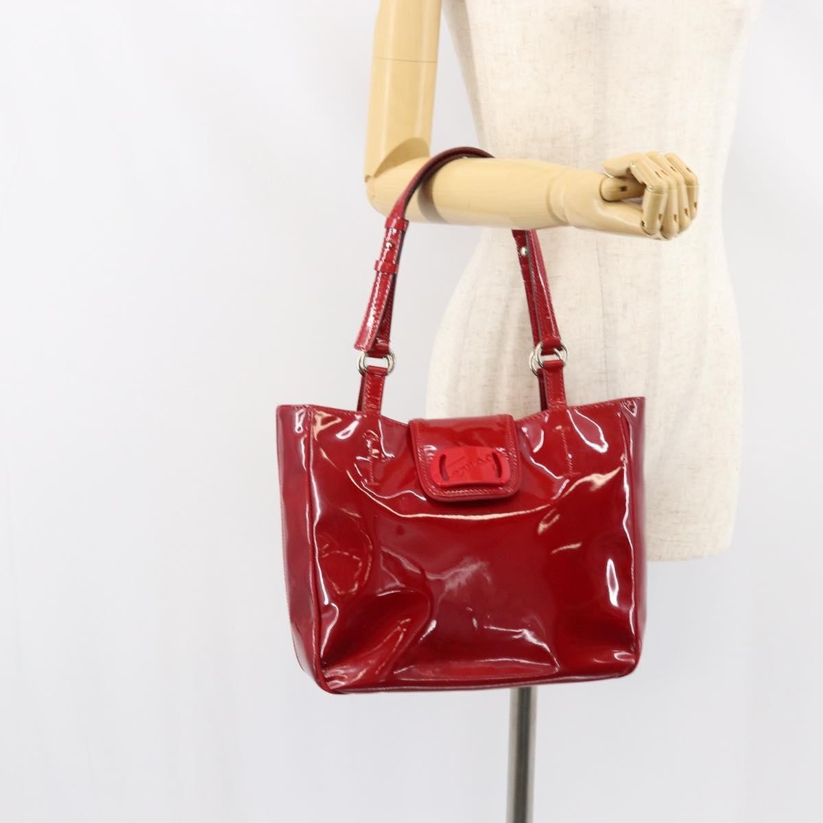 Salvatore Ferragamo Vintage Patent Leather Red Patent_Leather Tote Bag Bag (Pre-Owned)