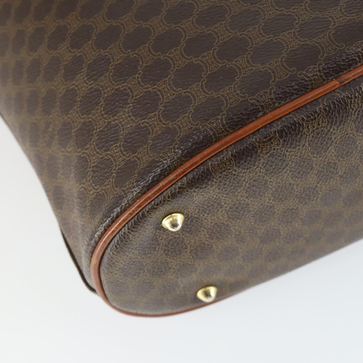 Celine Vintage Macadam Canvas And Leather Brown Canvas Handbag (Pre-Owned)