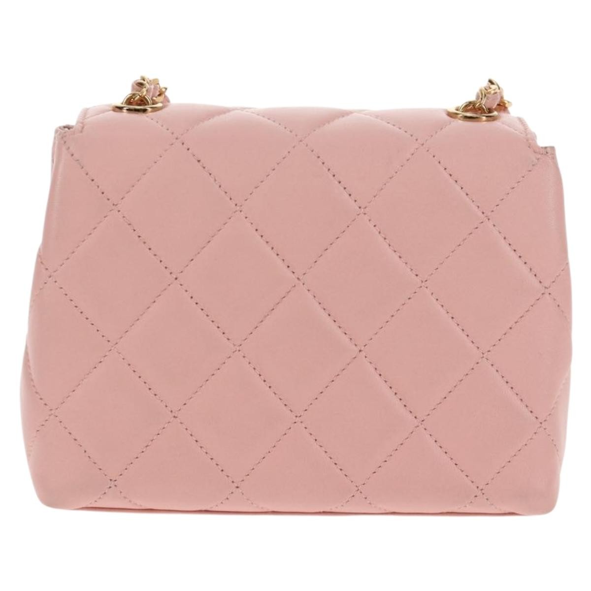 Chanel Vintage Camellia Flap Quilted Lambskin Pink Leather Bag (Pre-Owned)