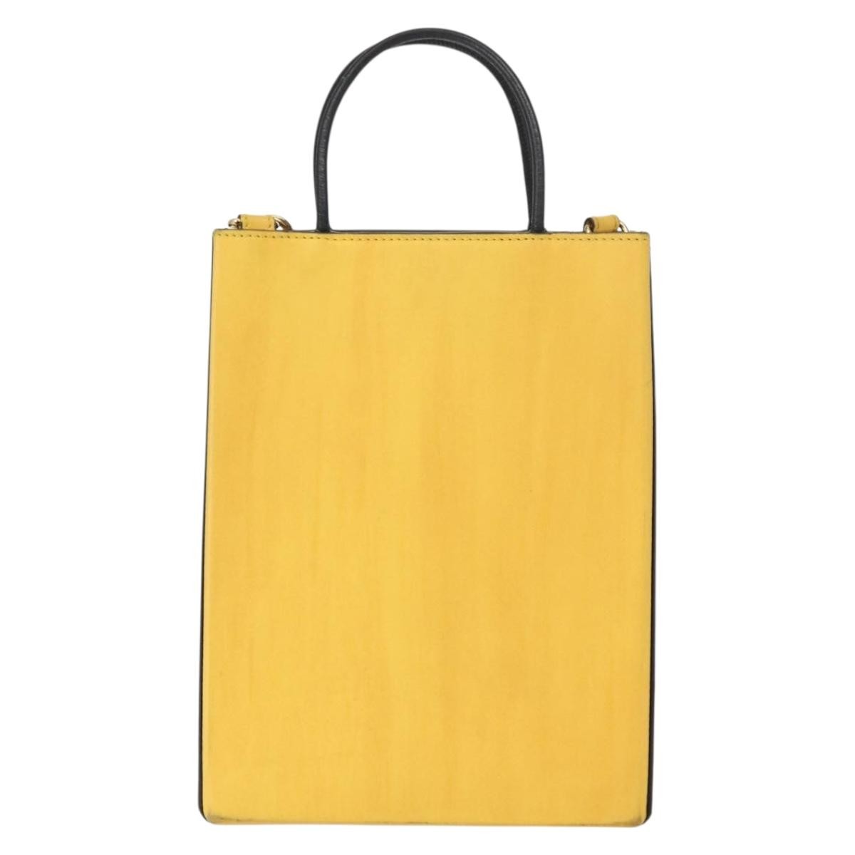Fendi Pack Shopping Tote Leather Yellow Leather Handbag (Pre-Owned)