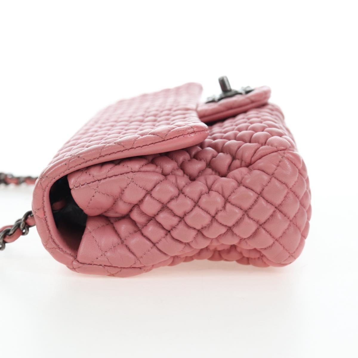 Chanel Flap Shoulder Quilted Lambskin Pink Leather Shoulder Bag Bag (Pre-Owned)