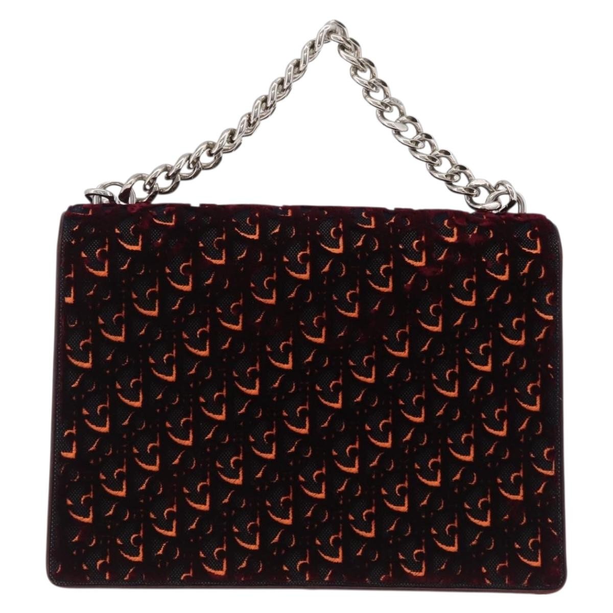 Christian Dior Diorama Flap Oblique Velvet And Canvas Red Velvet Handbag (Pre-Owned)