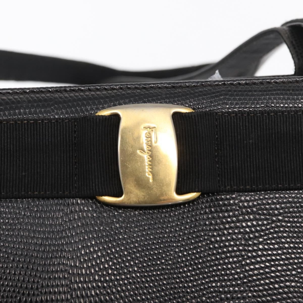 Salvatore Ferragamo Vara Tote Leather Black Leather Tote Bag Bag (Pre-Owned)
