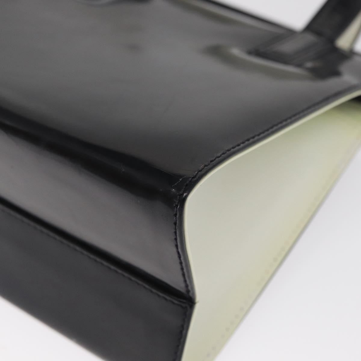 Salvatore Ferragamo Gancini Patent Leather Black Patent_Leather Handbag (Pre-Owned)