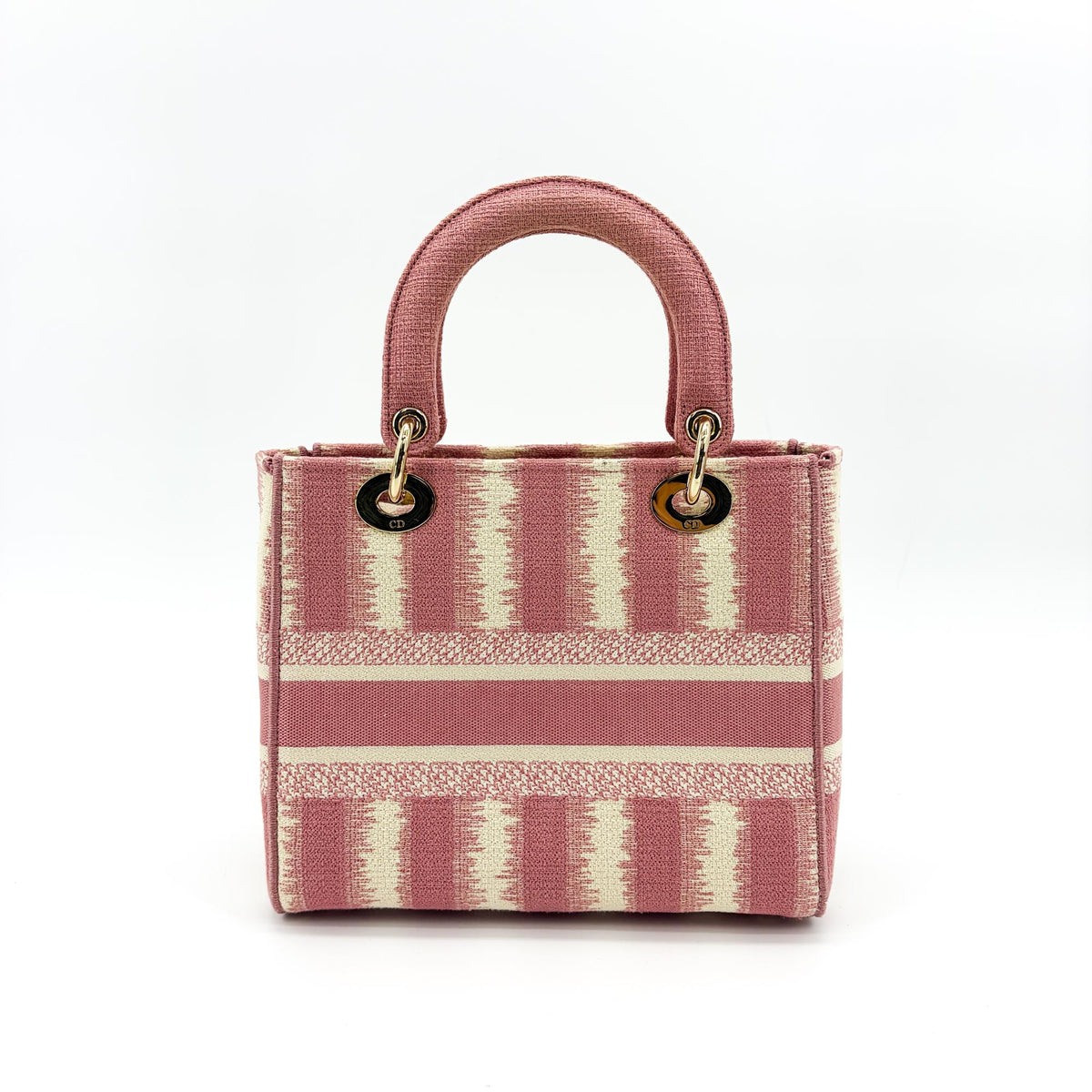 Christian Dior Lady D-Lite Embroidered Canvas Pink Canvas Handbag (Pre-Owned)