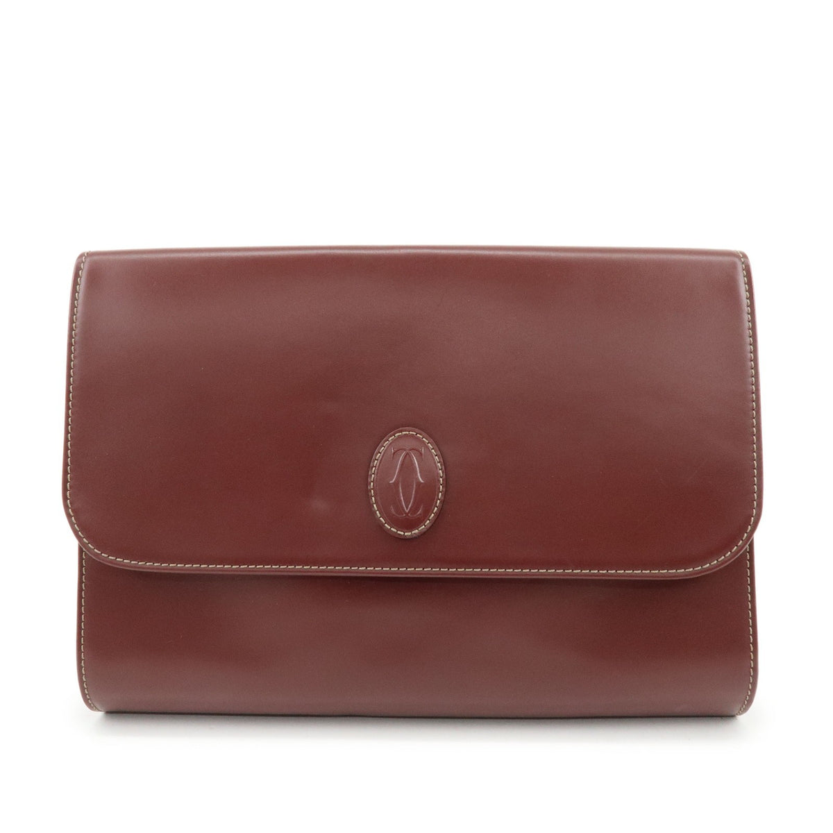 Cartier Must De Cartier Clutch Leather Burgundy Leather Clutche & Pouche Bag (Pre-Owned)