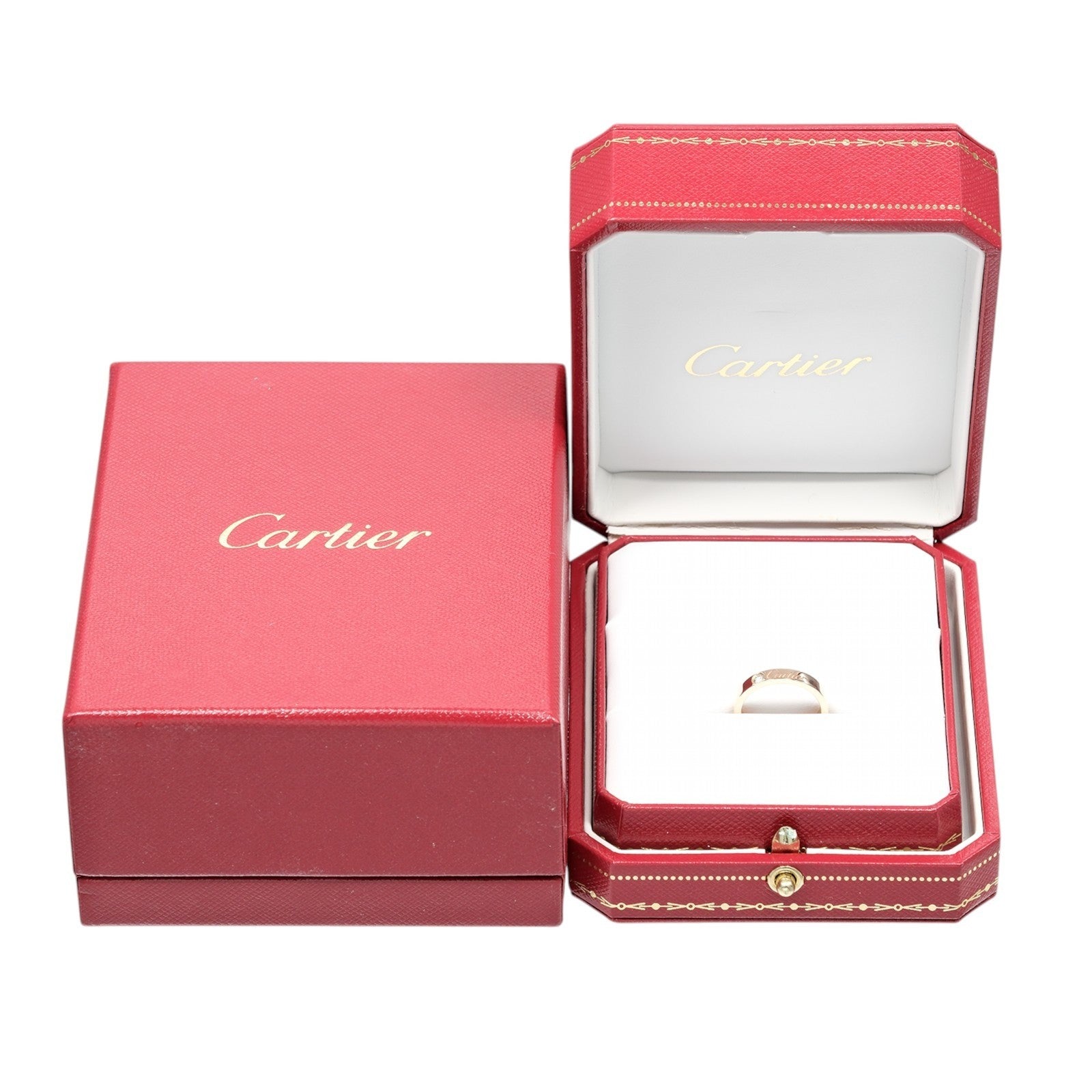 Cartier C De Cartier Wedding Band 18K Rose Gold With Diamond Gold Pink_Gold Ring Jewelry (Pre-Owned)