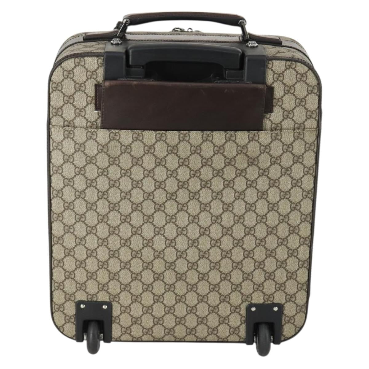 Gucci Web Trolley Rolling Luggage Gg Coated Canvas Beige Pvc Travel Bag Bag (Pre-Owned)