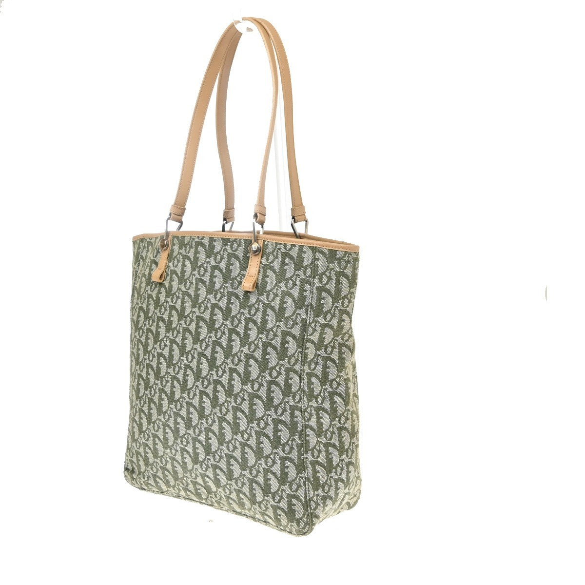 Christian Dior Vintage Open Pocket Diorissimo Canvas Green Canvas Tote Bag Bag (Pre-Owned)