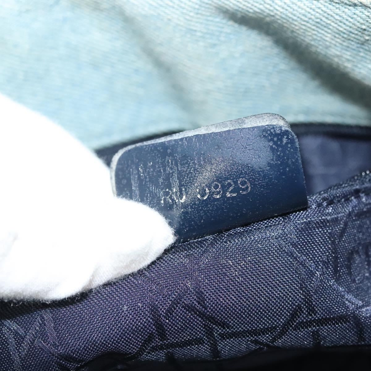 Christian Dior Vintage Lady Dior Cannage Quilt Denim Blue Canvas Tote Bag Bag (Pre-Owned)