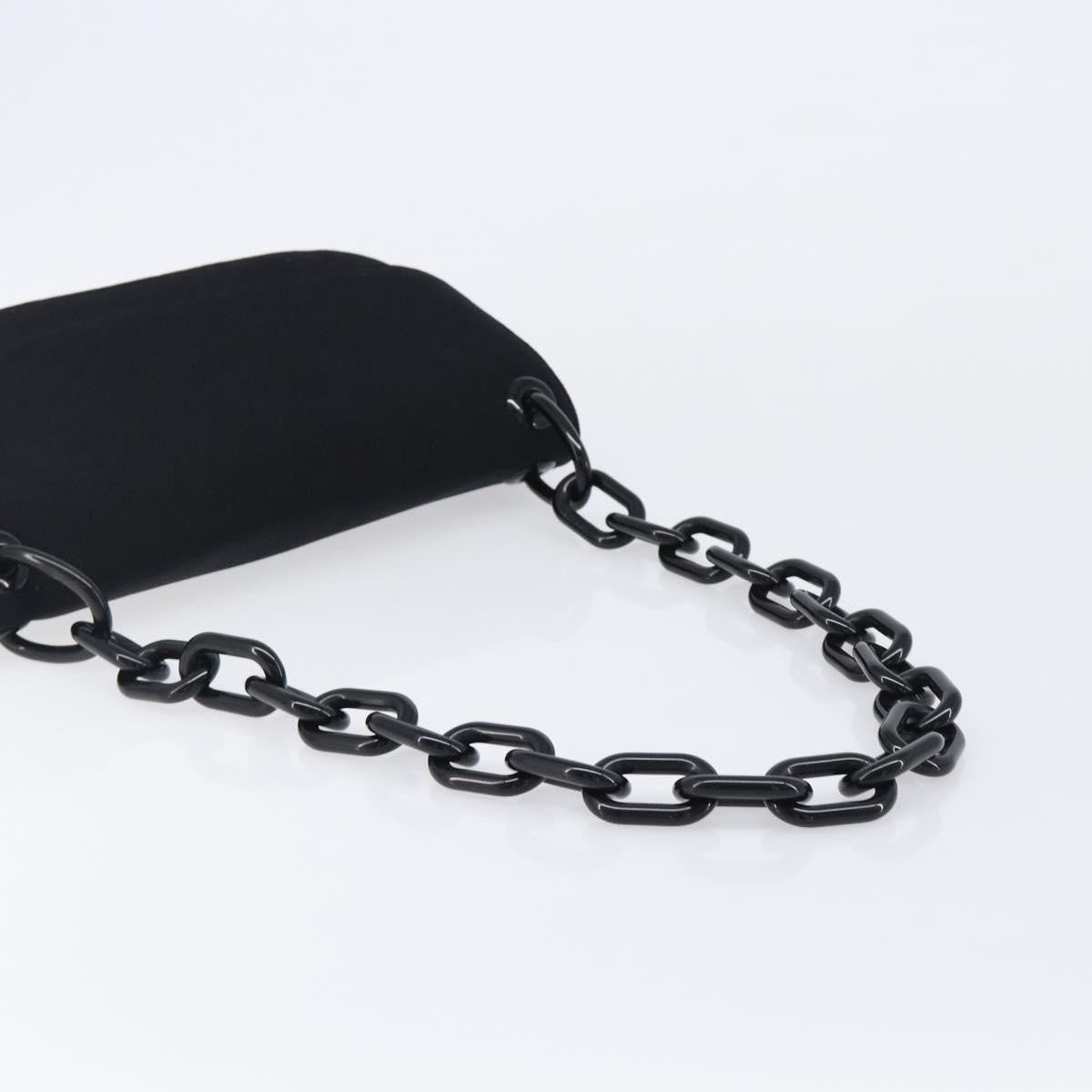 Prada Plastic Chain Flap Bag Canvas Black Cotton Shoulder Bag Bag (Pre-Owned)