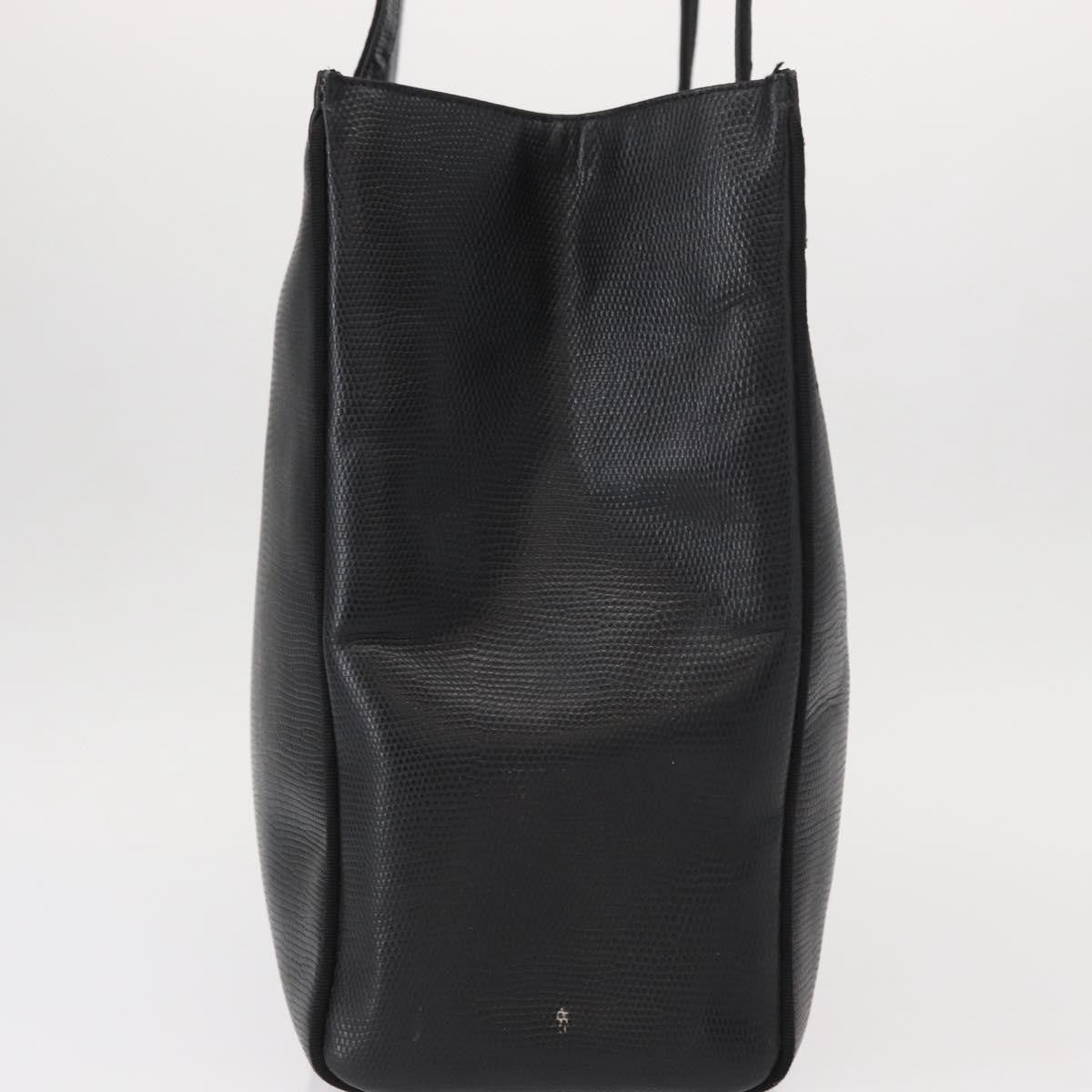 Salvatore Ferragamo Vintage Vara Bow Tote Lizard Embossed Leather Black Leather Tote Bag Bag (Pre-Owned)