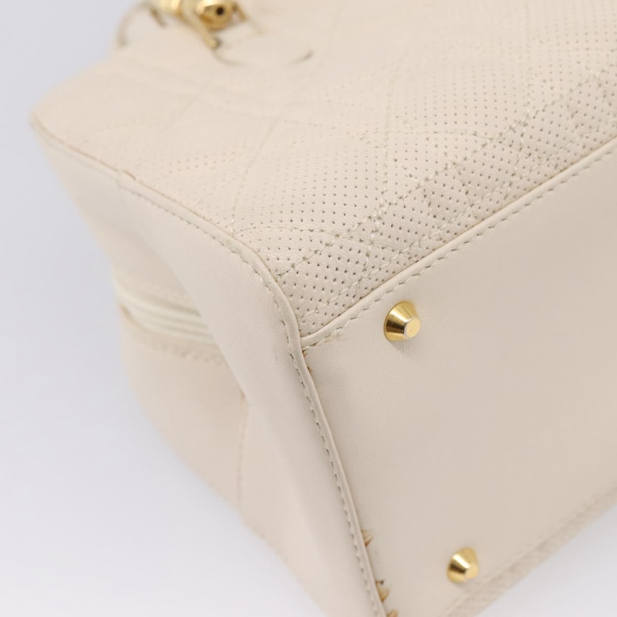 Christian Dior Vintage Leather White Leather Tote Bag Bag (Pre-Owned)