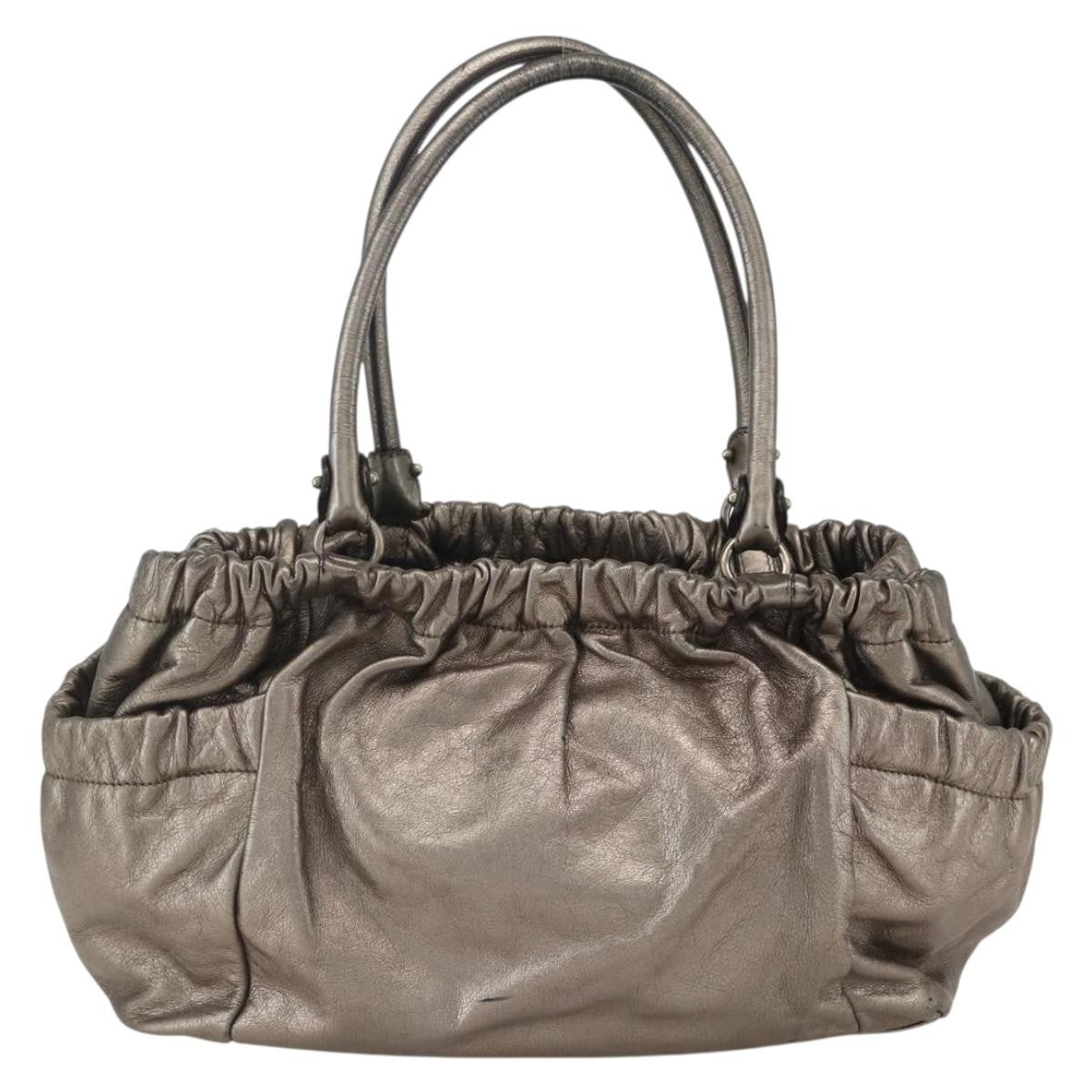 Salvatore Ferragamo Vala Leather Gold Leather Handbag (Pre-Owned)
