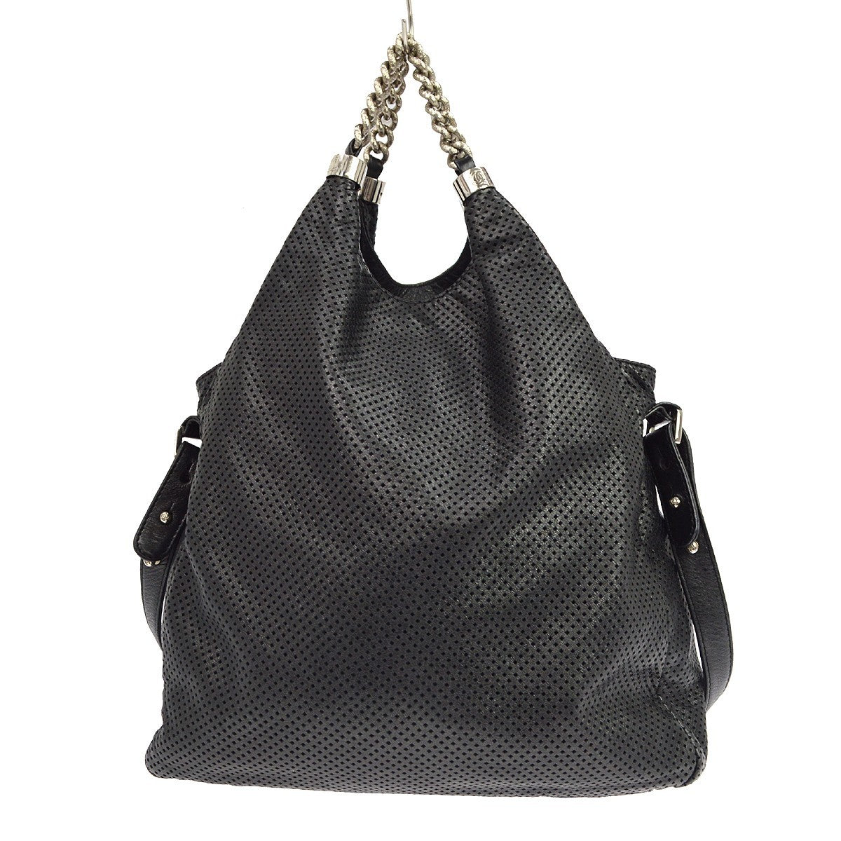 Chanel Rodeo Drive Hobo Perforated Leather Black Leather Shoulder Bag Bag (Pre-Owned)