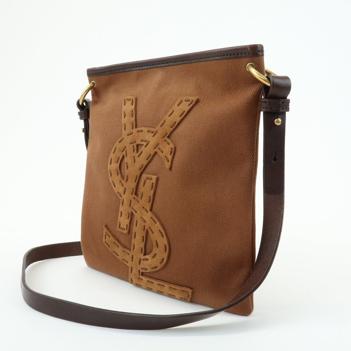 Saint Laurent Kahara Cassandra Canvas Brown Canvas Shoulder Bag Bag (Pre-Owned)