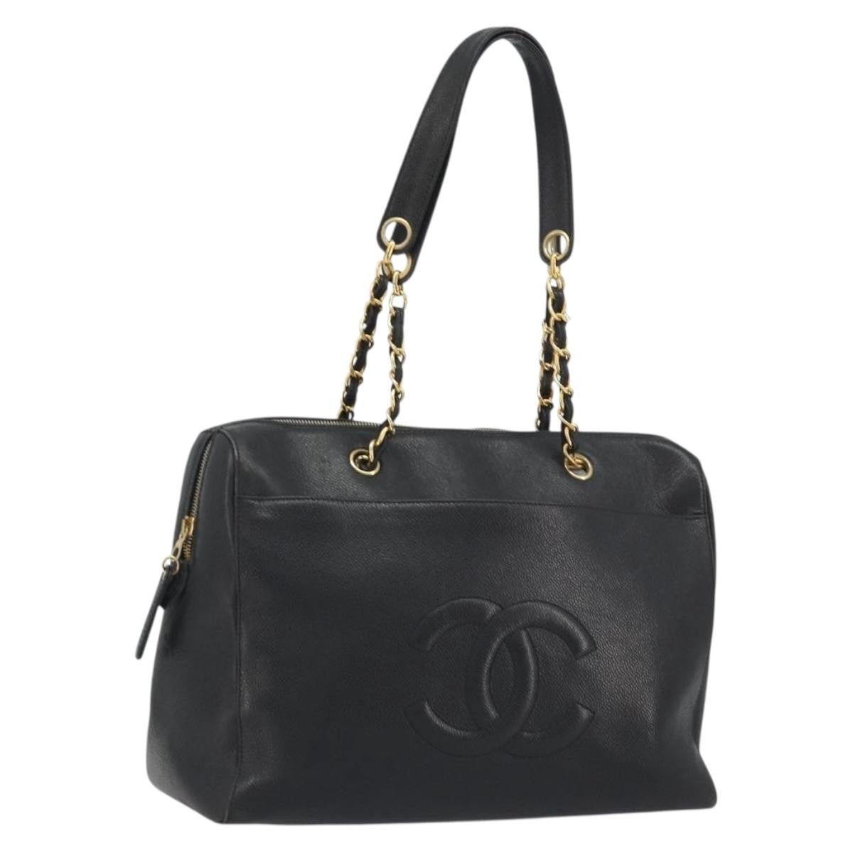 Chanel Timeless Chain Tote Caviar Black Calfskin Shoulder Bag Bag (Pre-Owned)