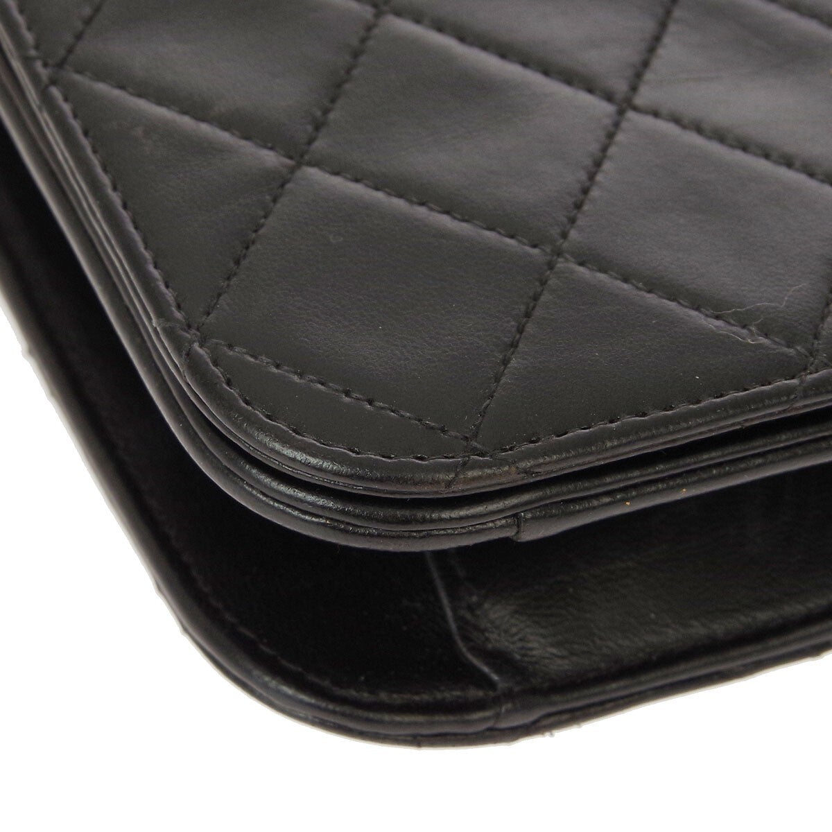 Chanel Vintage Classic Single Flap Quilted Lambskin Black Leather Shoulder Bag Bag (Pre-Owned)