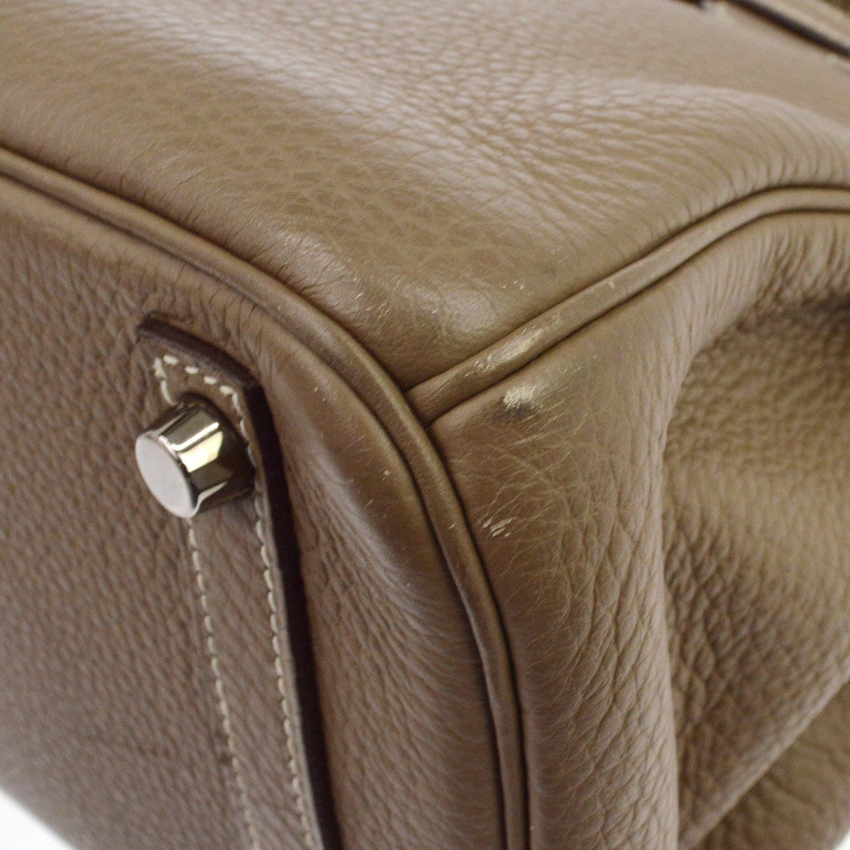 Hermes Birkin Grey Clemence With Palladium Hardware Gray Calfskin Handbag (Pre-Owned)