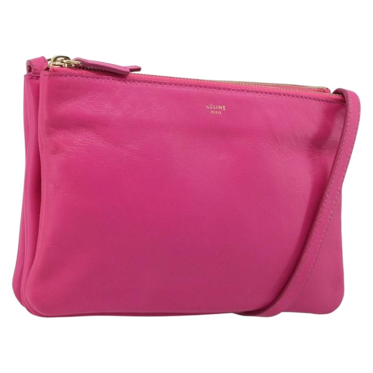 Celine Trio Leather Pink Leather Crossbody Bag Bag (Pre-Owned)