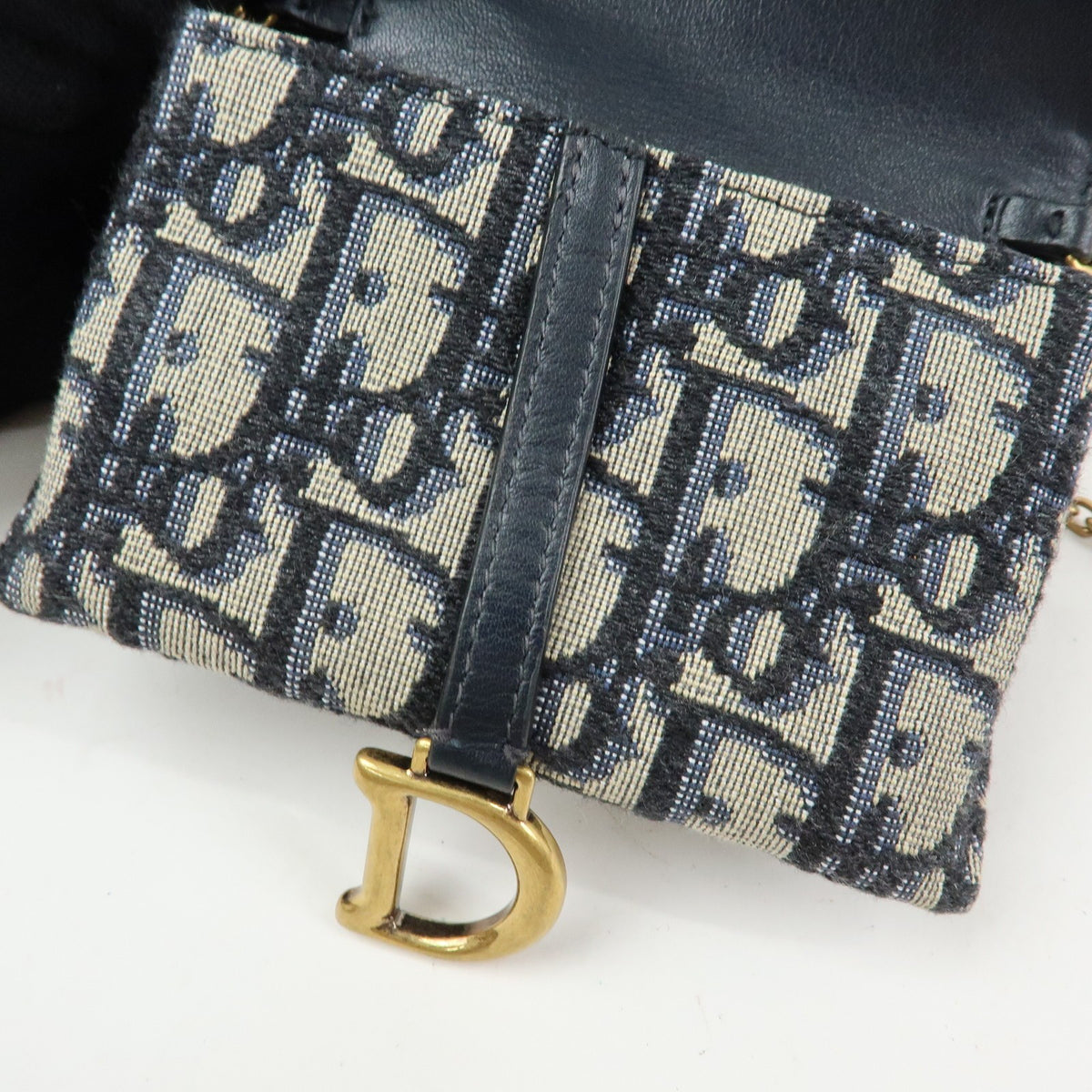 Christian Dior Saddle Pouch Leather Beige Canvas Clutche & Pouche Bag (Pre-Owned)