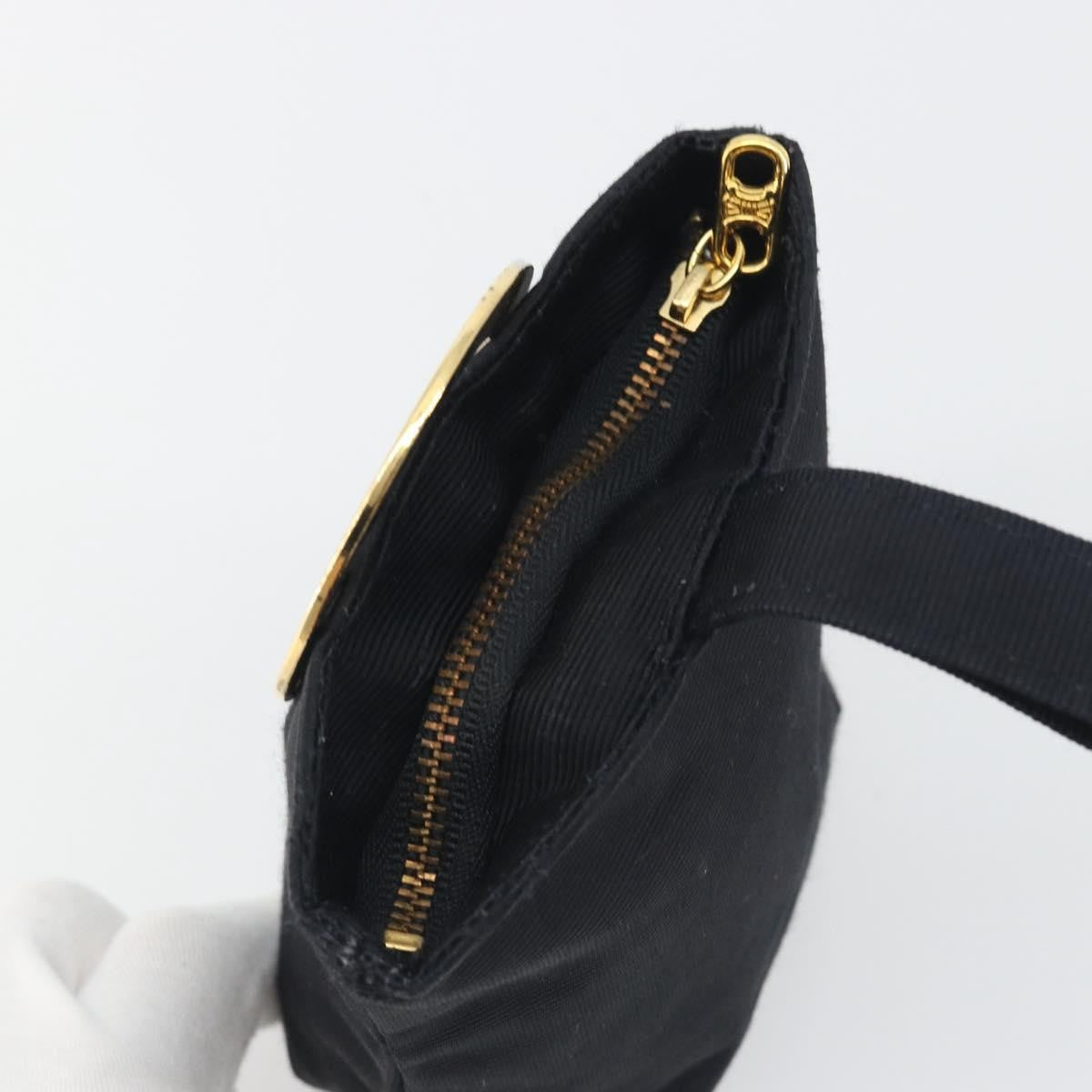 Celine Circle Logo Pouch Canvas Black Canvas Clutche & Pouche Bag (Pre-Owned)