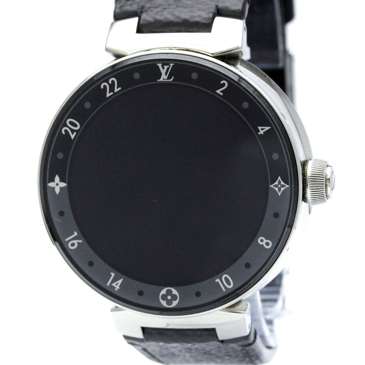 Louis Vuitton Tambour Horizon Connected Quartz Smartwatch Stainless Steel And Monogram Eclipse Split Canvas Watch (Pre-Owned)