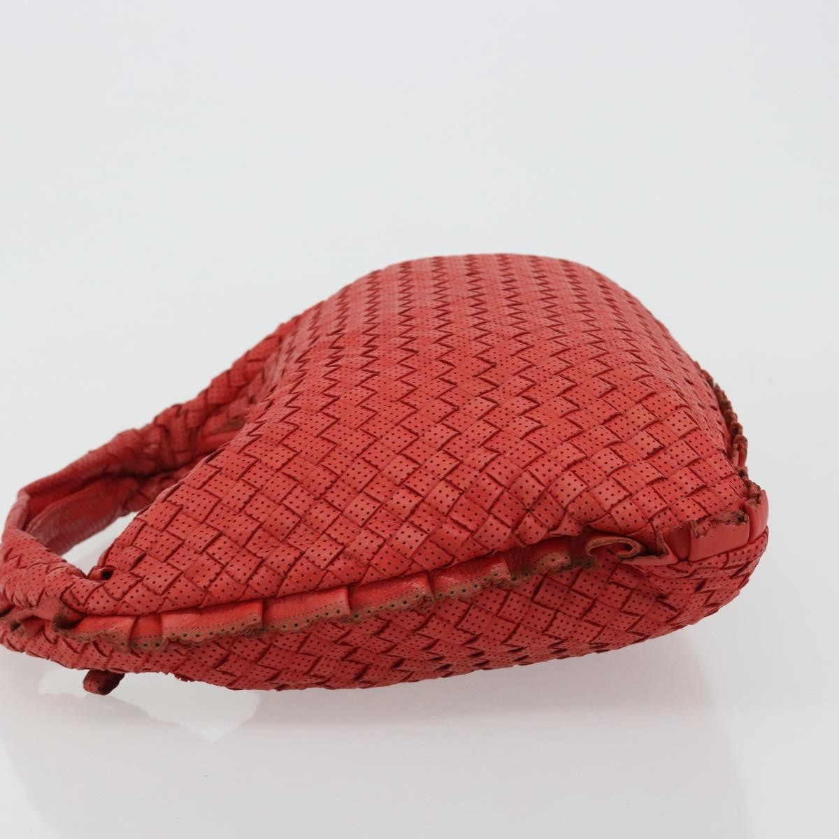Bottega Veneta Intrecciato Shoulder Leather Red Leather Shoulder Bag Bag (Pre-Owned)
