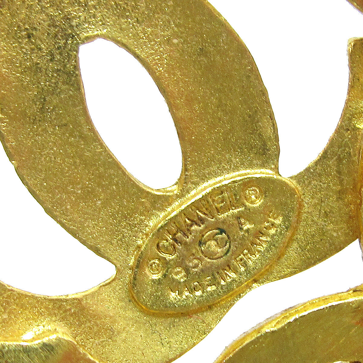 Chanel Vintage Cc Flower Textured Metal Gold Gold_Plated Brooch Jewelry (Pre-Owned)