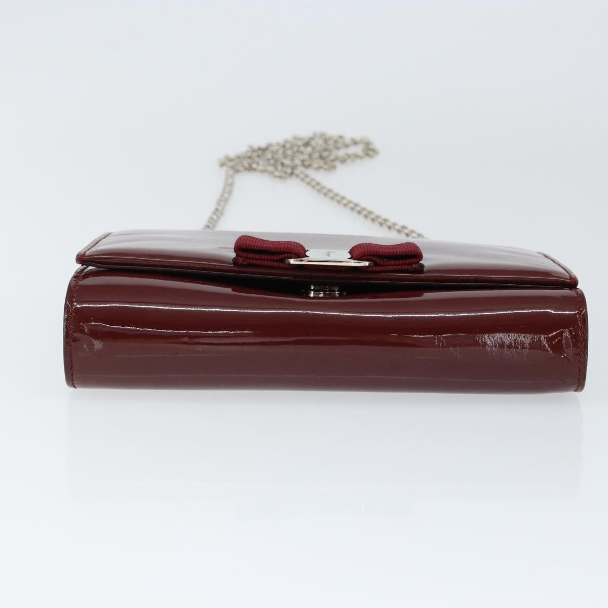 Salvatore Ferragamo Vala Chain Patent Leather Red Patent_Leather Shoulder Bag Bag (Pre-Owned)