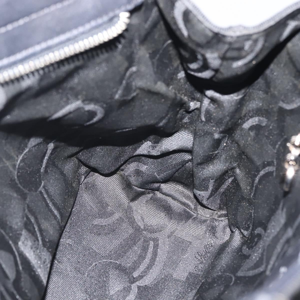Salvatore Ferragamo Vala Canvas Black Canvas Handbag (Pre-Owned)