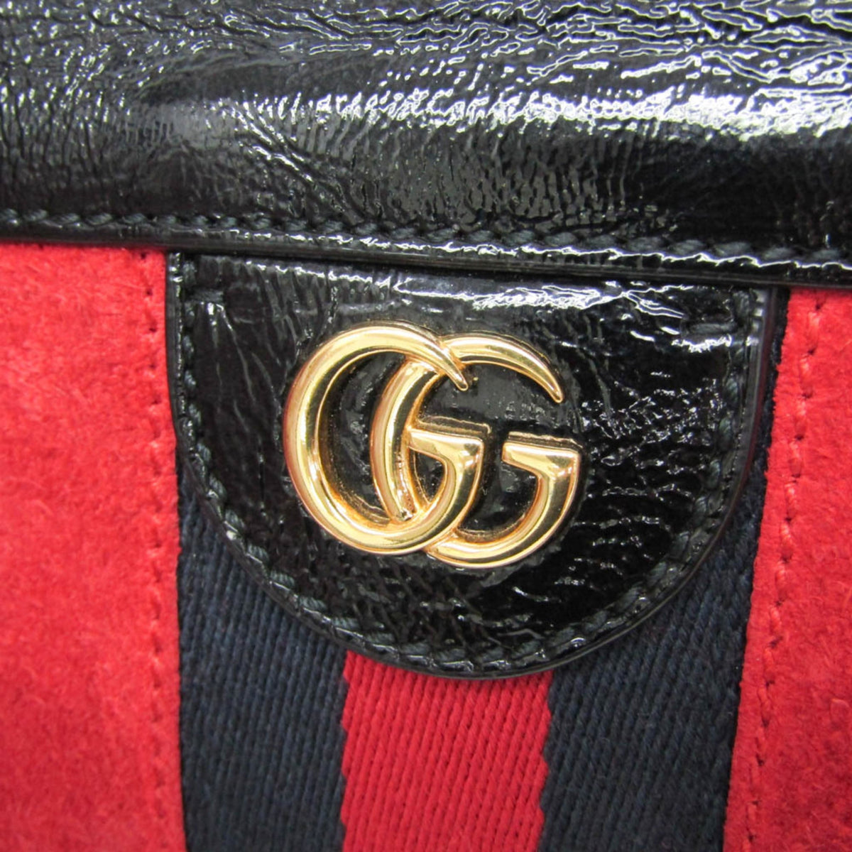 Gucci Ophidia Chain Suede Red Leather Shoulder Bag Bag (Pre-Owned)