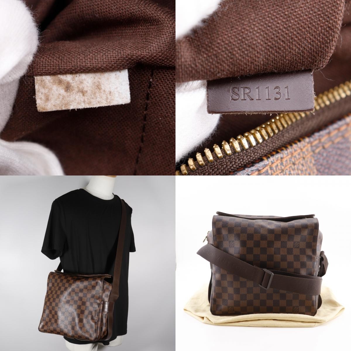Louis Vuitton Naviglio Damier Ebene Brown Canvas Shoulder Bag Bag (Pre-Owned)