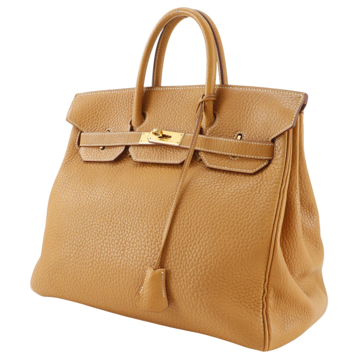 Hermes Kelly Brown Fjord With Gold Hardware Beige Leather Handbag (Pre-Owned)