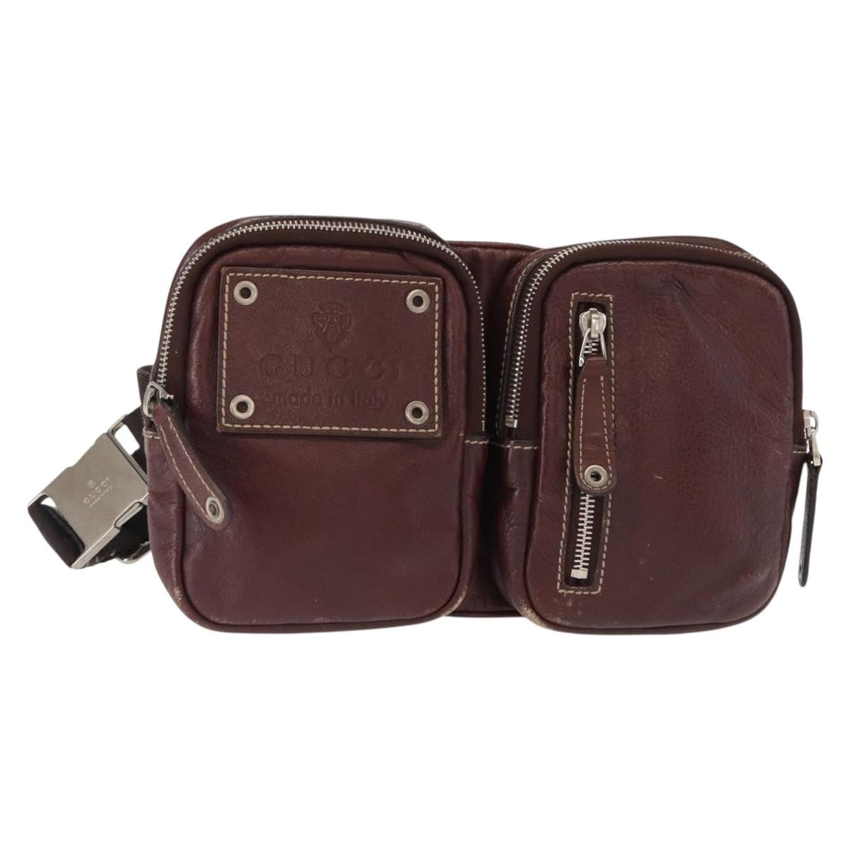 Gucci Belt Leather Burgundy Leather Shoulder Bag Bag (Pre-Owned)