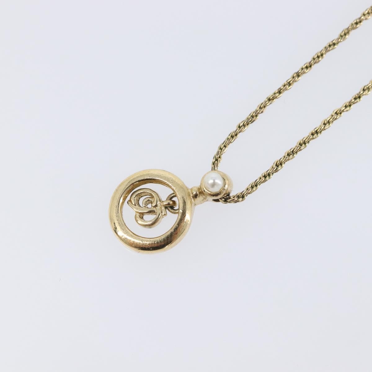 Christian Dior Vintage Cd Pendant Metal Gold Metal Necklace Jewelry (Pre-Owned)