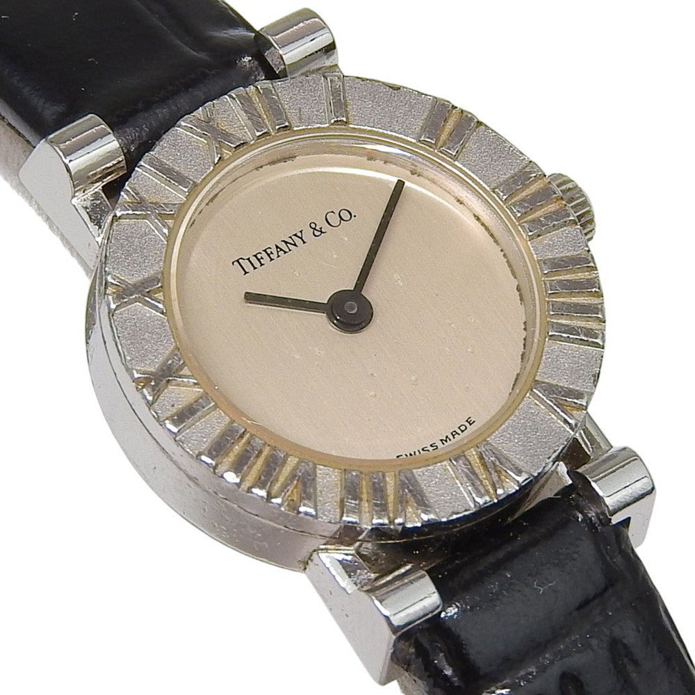 Tiffany & Co. Atlas Quartz Stainless Steel And Leather Watch (Pre-Owned)