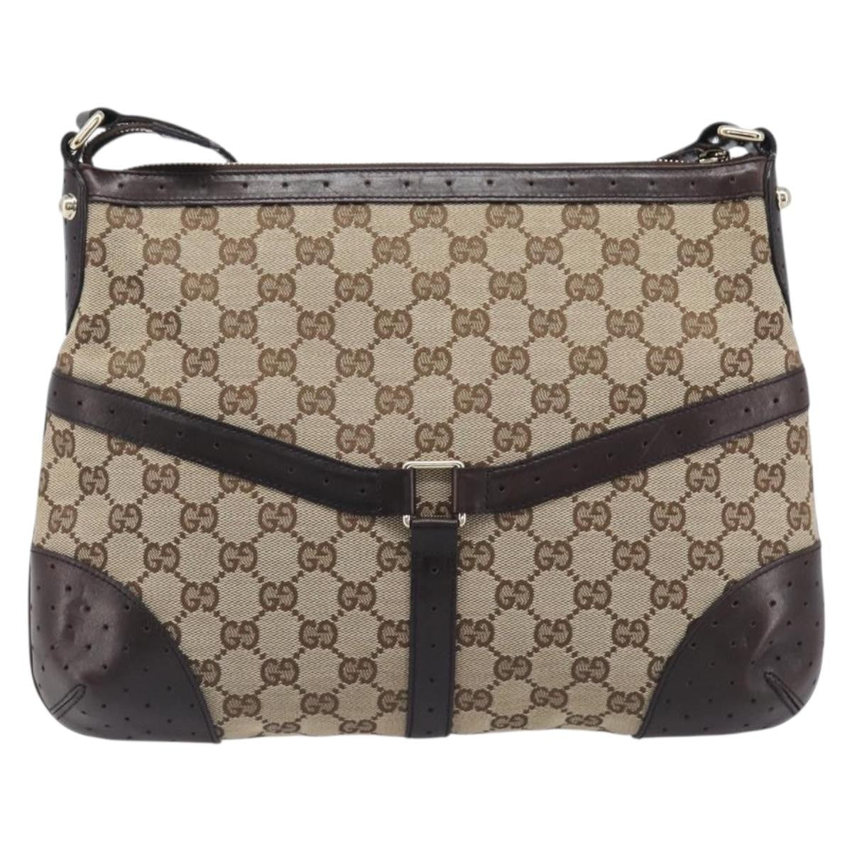 Gucci Reins Web Canvas Beige Canvas Shoulder Bag Bag (Pre-Owned)