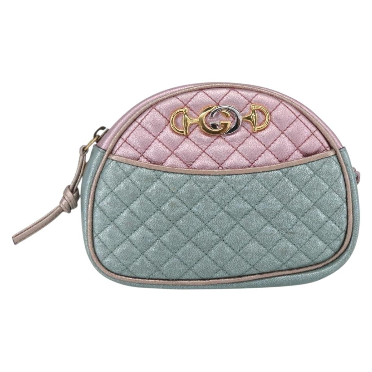 Gucci Trapuntata Camera Lambskin Blue Leather Shoulder Bag Bag (Pre-Owned)