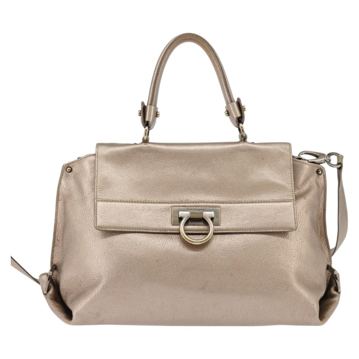 Salvatore Ferragamo Sofia Satchel Leather Beige Leather Bag (Pre-Owned)