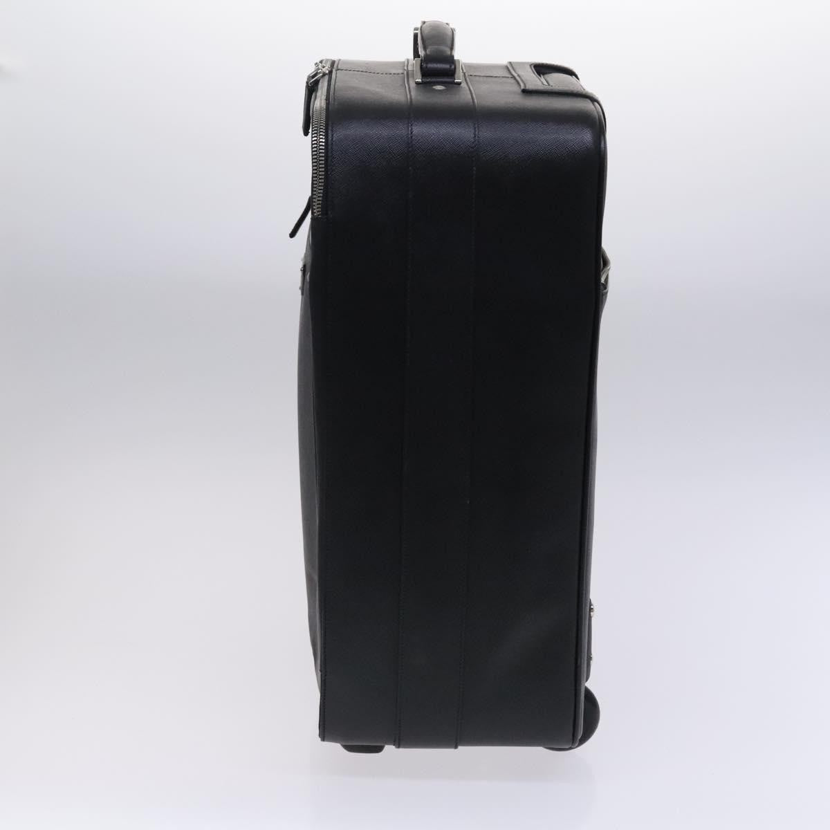 Prada Expandable Front Zip Boston Tessuto Black Leather Travel Bag Bag (Pre-Owned)
