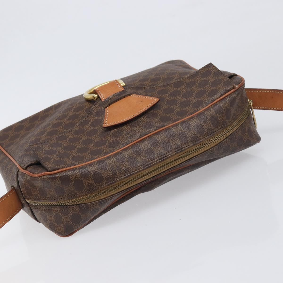 Celine Vintage Macadam Circle Logo Canvas And Leather Brown Pvc Shoulder Bag Bag (Pre-Owned)