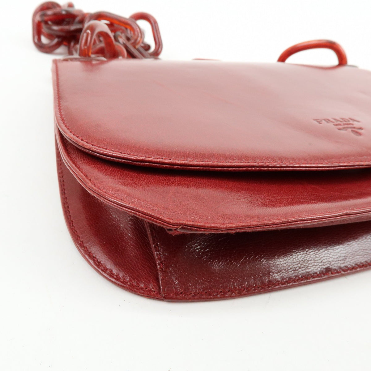 Prada Shoulder Leather Red Leather Shoulder Bag Bag (Pre-Owned)
