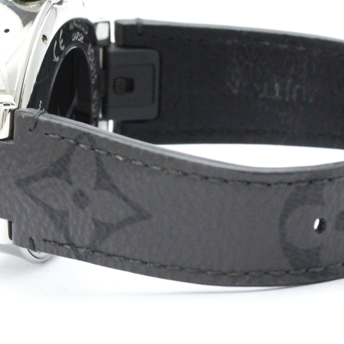 Louis Vuitton Tambour Horizon Connected Quartz Smartwatch Stainless Steel And Monogram Eclipse Split Canvas Watch (Pre-Owned)