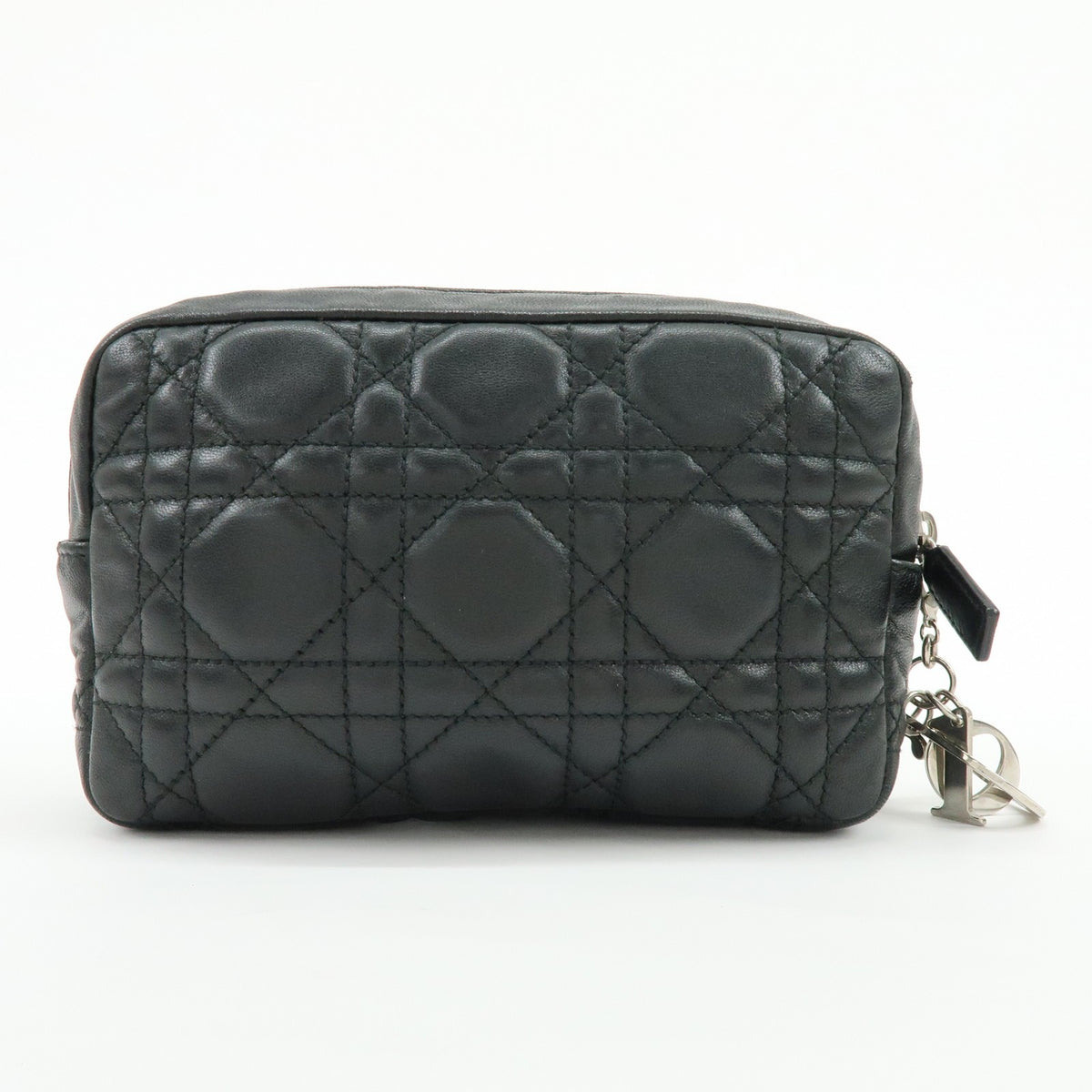 Christian Dior Lady Dior Cannage Quilt Leather Black Leather Wallets Accessory (Pre-Owned)