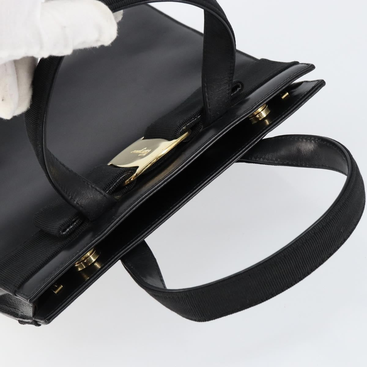 Salvatore Ferragamo Convertible Vara Bow Leather Black Leather Handbag (Pre-Owned)