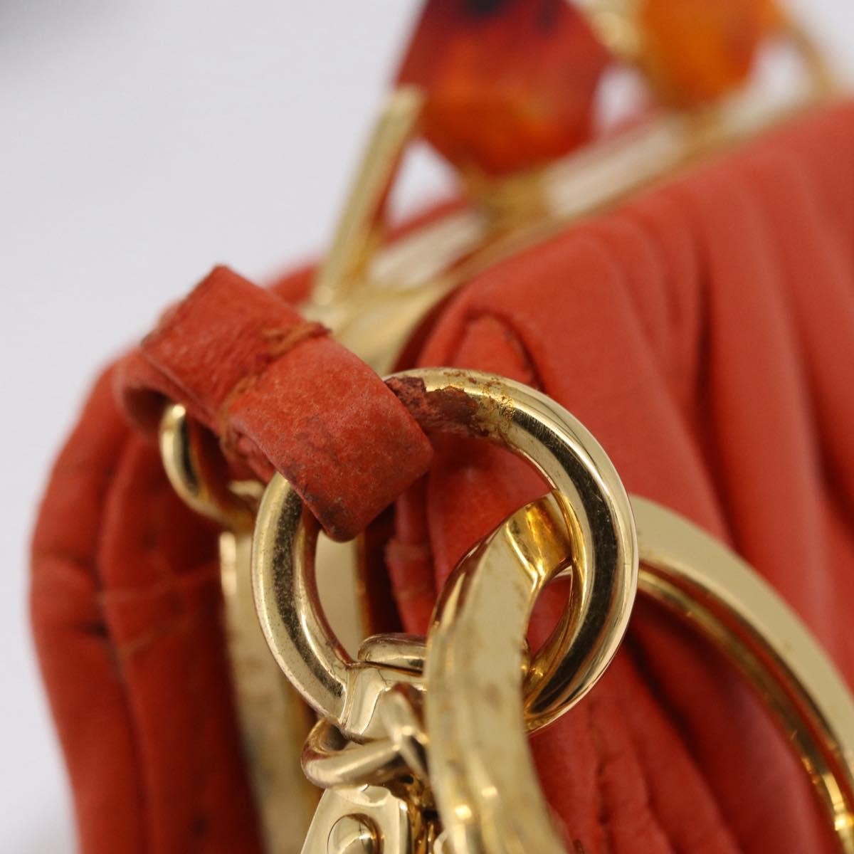 Miu Miu Sword Wallet Charm Leather Matelasse Orange Leather Crossbody Bag Bag (Pre-Owned)
